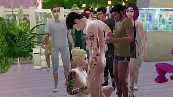 play Kash gives blowjobs to two lucky guys at a party while everyone watches! sims 4