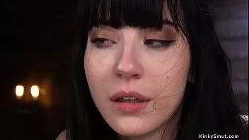 Play Tattooed petite slave on device bondage